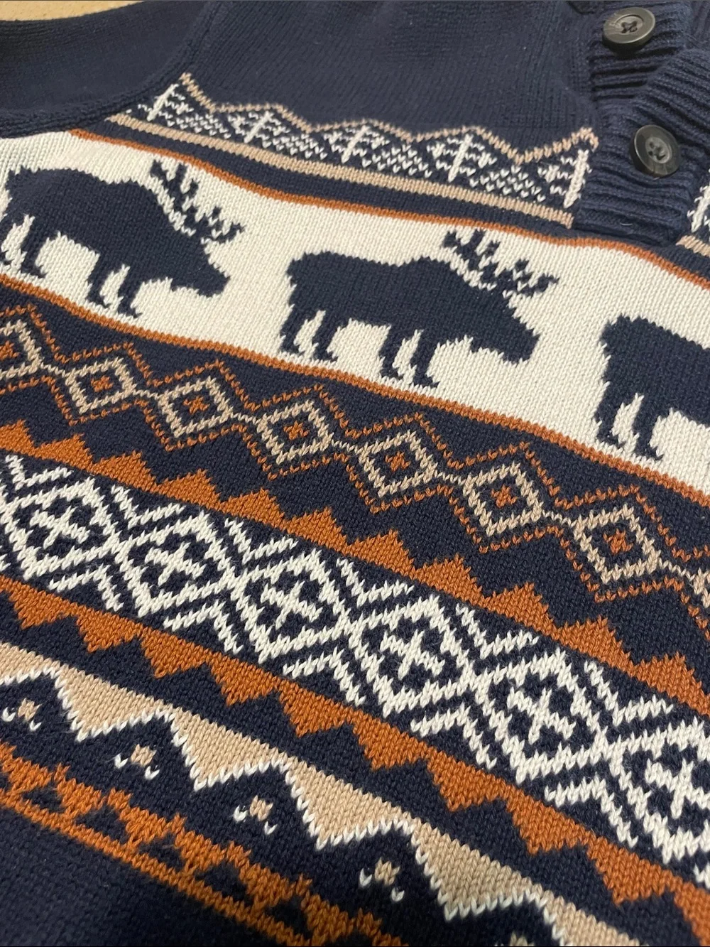 The Children's Place Navy Fair Isle Moose Knit Pullover